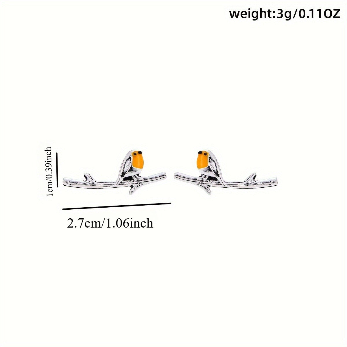 Silver Cartoon Bird Earrings