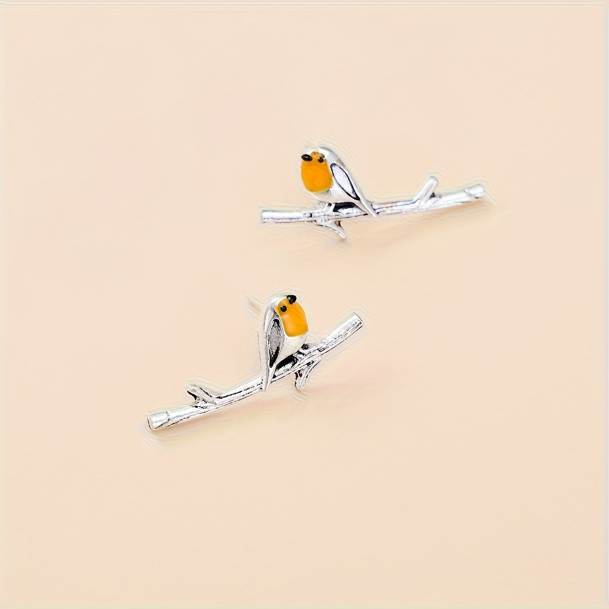 Silver Cartoon Bird Earrings