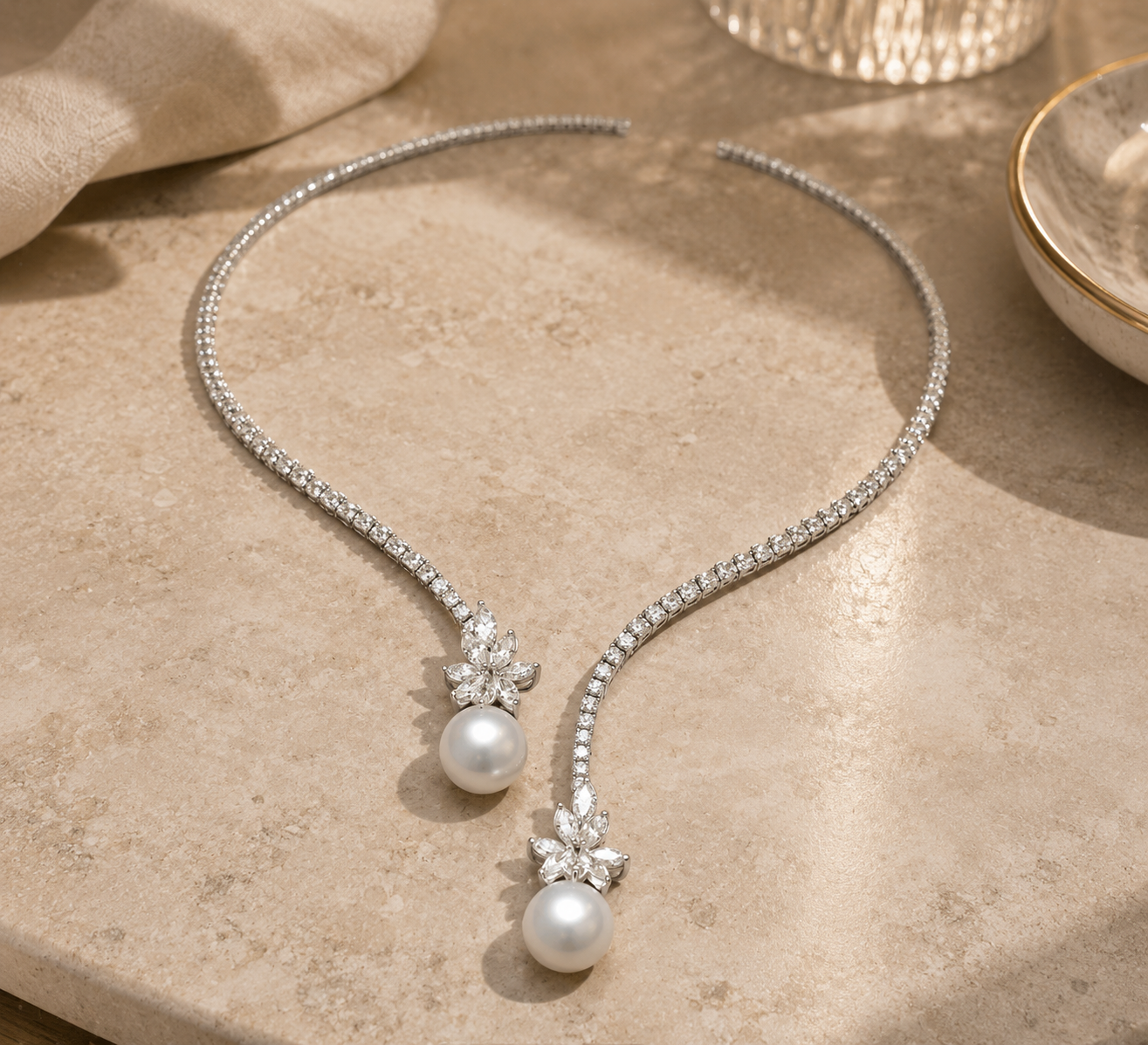 Elegant and Radiant Necklace with Sterling Silver Pearls