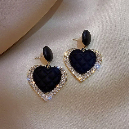Black and Gold Heart-Shaped Earrings