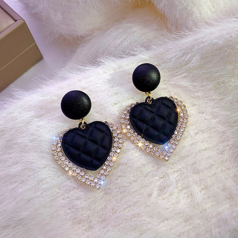 Black and Gold Heart-Shaped Earrings