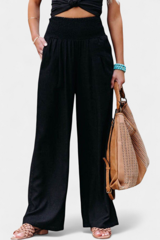 Lexia Comfortable Waist Fluid Cotton and Linen Pants
