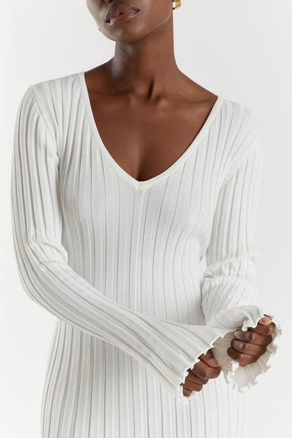 Darla Adjustable Belted Midi Ribbed Knit Dress