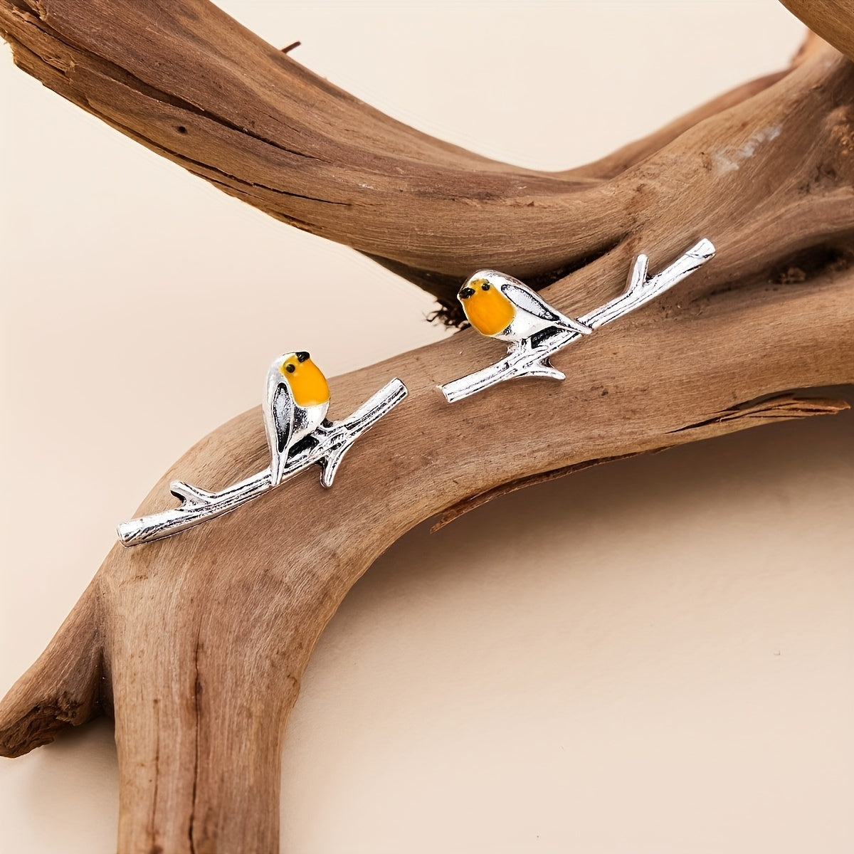 Silver Cartoon Bird Earrings