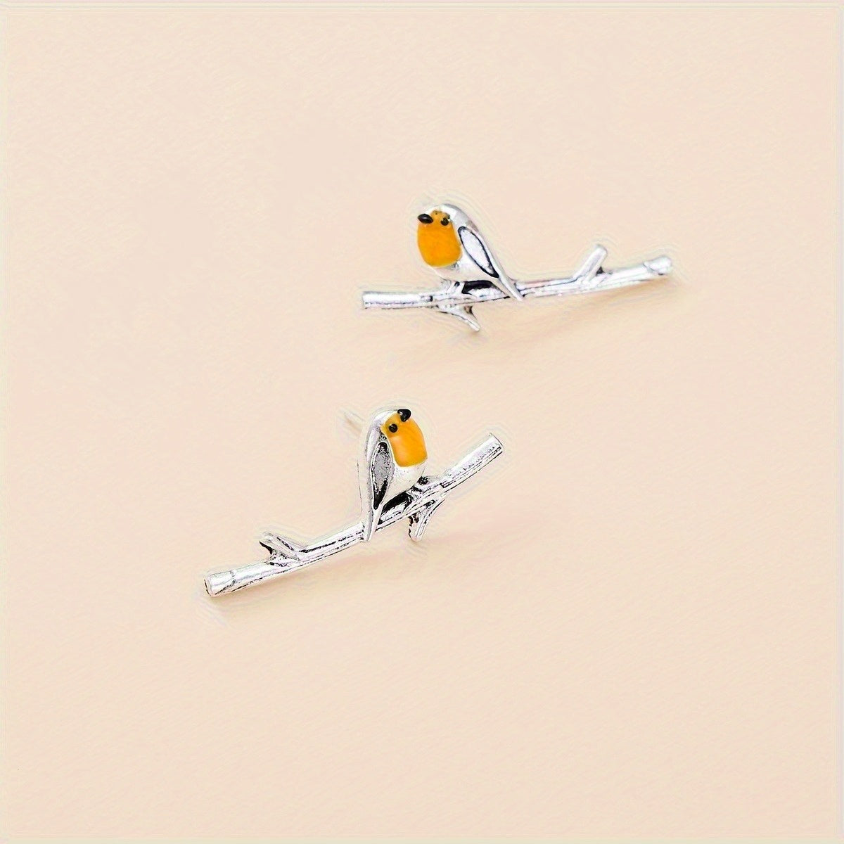 Silver Cartoon Bird Earrings