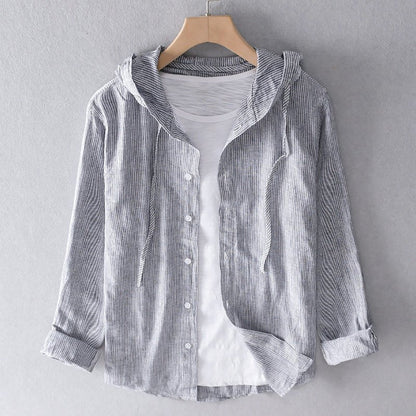 Elena | Linen blouse with hood