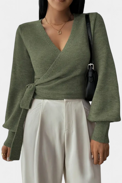 Persephone V-Neck Cross-Back Top with Short Sleeves