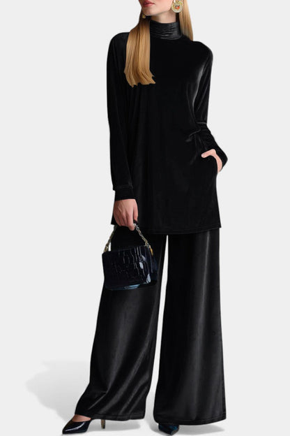 Tifenn™ - Velvet High-Top Sneakers and Split Pants with High Collar