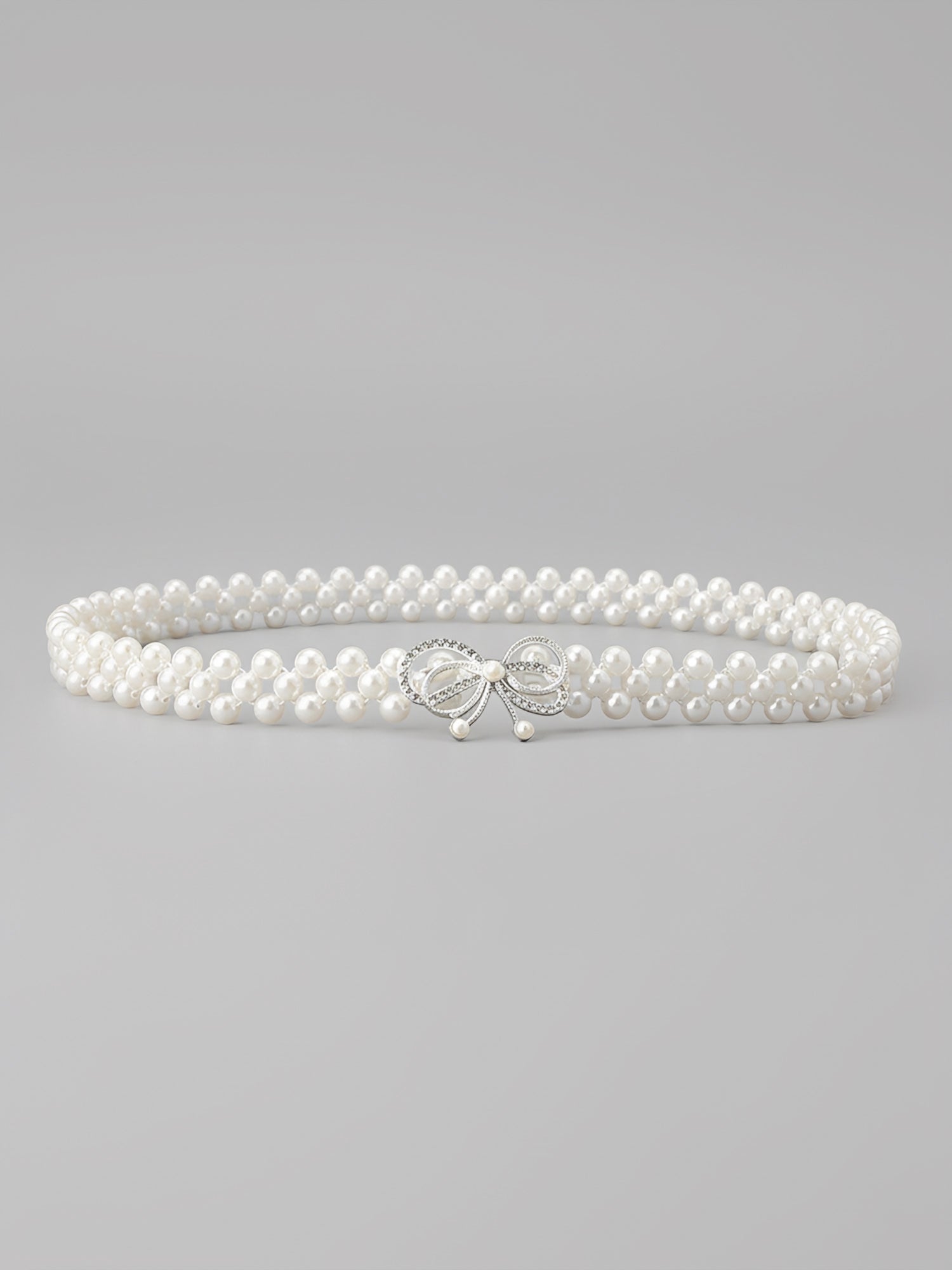 Set of 2 Women's Imitation Pearl and Rhinestone Chain Belts