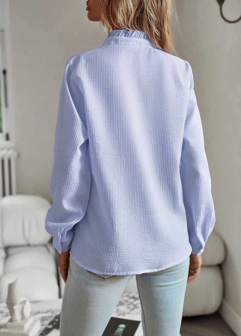Petra™ | Elegant Long Sleeve Blouse with Cuff Collar